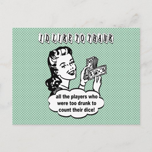 Funny Dice - Ich möchte mich bedanken Postkarte (Vorderseite)