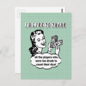 Funny Dice - Ich möchte mich bedanken Postkarte (Vorne/Hinten)