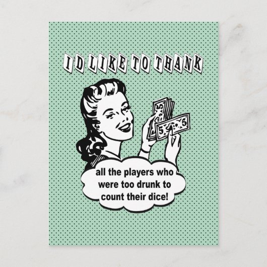 Funny Dice - Ich möchte mich bedanken Postkarte (Vorderseite)