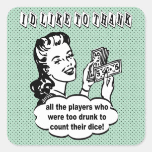 Funny Dice - Ich möchte mich bedanken Quadratischer Aufkleber