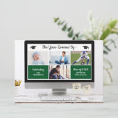 Funny die Jahre von Abschluss Fotos Party verzoomt Einladung (Stehend Vorderseite)