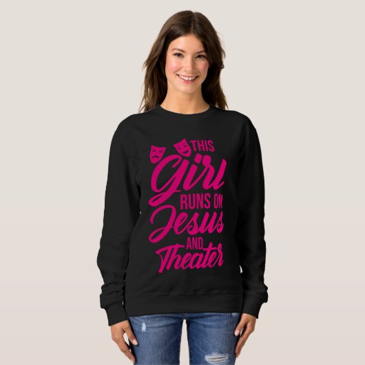 Funny dieses Mädchen läuft auf Jesus und Theaterfr Sweatshirt (Vorne ganz)