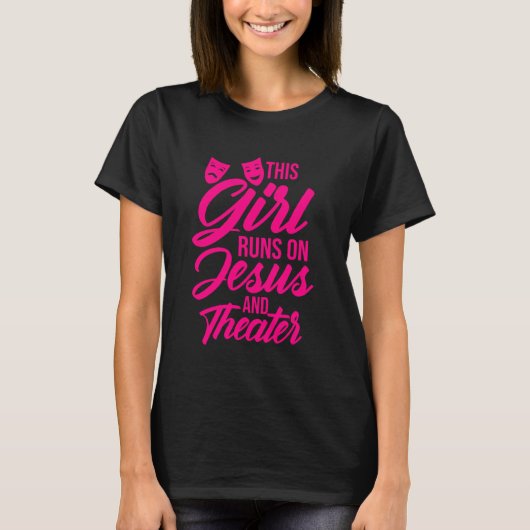 Funny dieses Mädchen läuft auf Jesus und Theaterfr T-Shirt (Vorderseite)