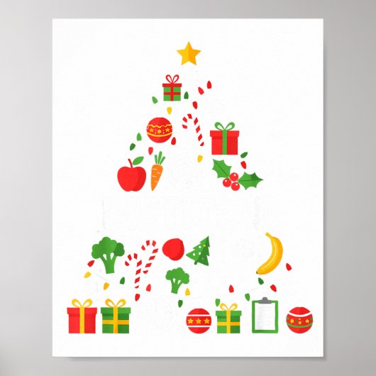 Funny Dietitian Christmas Tree Lights Womens Mens Poster (Vorne)