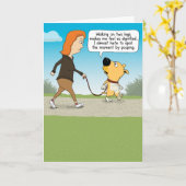 Funny Dignified Dog on Two Legs Birthday Karte (Gelbe Blume)