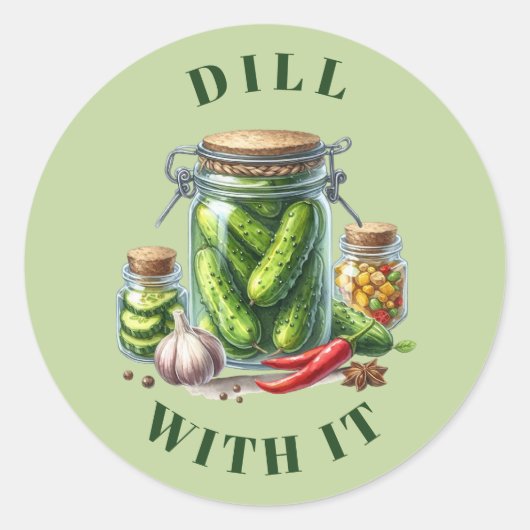 Funny Dill mit It Pickle Jar Runder Aufkleber (Vorderseite)