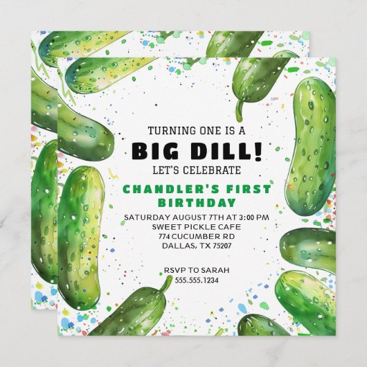 Funny Dill Pickle Pun Birthday Einladung (Vorne/Hinten)