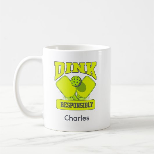 Funny Dink verantwortungsbewusst Pickleball Kaffeetasse (Links)