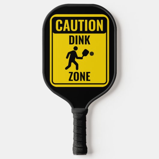 Funny Dink Zone Vorsicht Schild Gelb & Schwarz Pickleball Schläger (Vorderseite)
