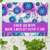 Funny Dinkin' and Wipin', Pickleball Splash Geschirrtuch (Gefaltet)