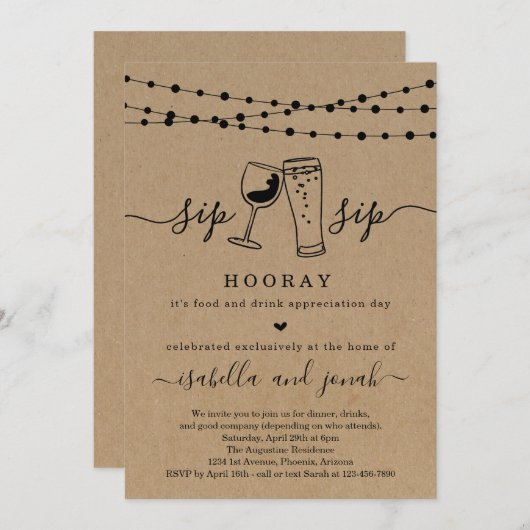 Funny Dinner Party Einladung (Vorne/Hinten)