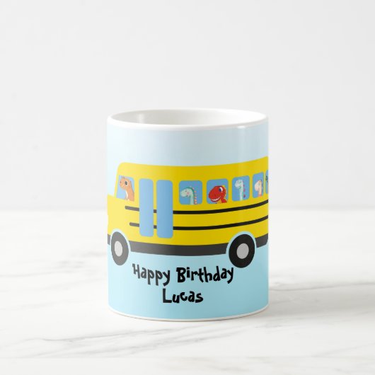 Funny DINO Dinosaurier Schulbus Junge Geburtstag Kaffeetasse (Mittel)
