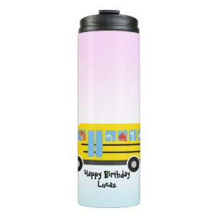Funny DINO Dinosaurier Schulbus Junge Geburtstag Thermosbecher