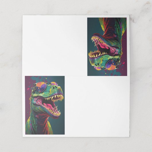 Funny Dino Klappte Platzkarte (Außenseite Aufgefaltet)