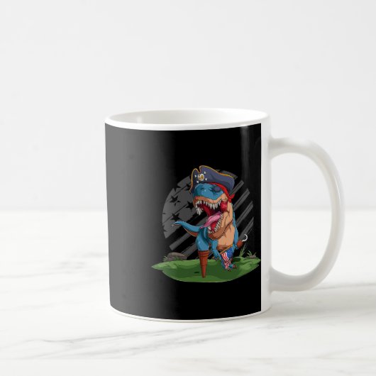 Funny Dino Pirate Us American Flag Independence Da Kaffeetasse (Rechts)