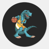 Funny Dino Playing Sketll T-rex Lover Player Kids  Runder Aufkleber (Vorderseite)