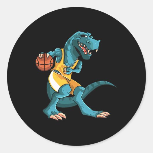 Funny Dino Playing Sketll T-rex Lover Player Kids  Runder Aufkleber (Vorderseite)