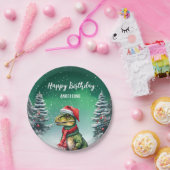 Funny Dino Weihnachtsbaumgeburt Jungs Schnee Party Pappteller (Party)