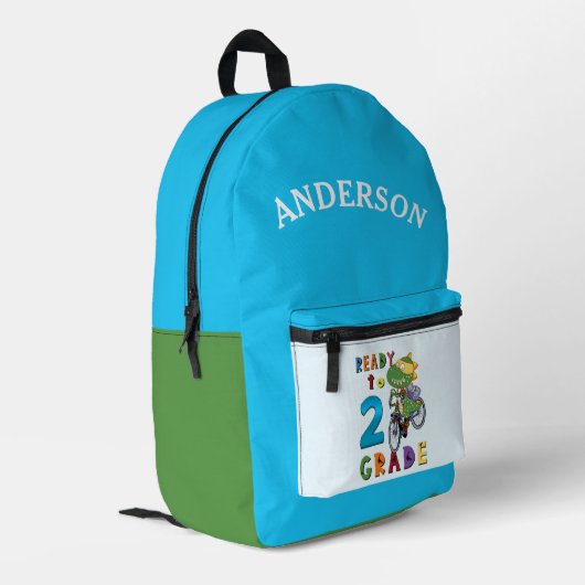Funny Dinosaur 2. Personalisierter Name Bedruckter Rucksack (Rückseitige Ecke links)