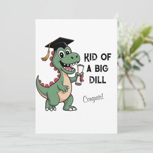 Funny Dinosaur Abschluss Card - Kind eines großen Dankeskarte (Stehend Vorderseite)