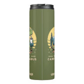 Funny Dinosaur Außenbereich Mit Monogramm Camping Thermosbecher (Rückseite)