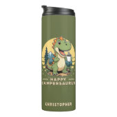 Funny Dinosaur Außenbereich Mit Monogramm Camping Thermosbecher (Nach rechts gedreht)