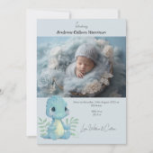 Funny Dinosaur Baby Boy Foto Geburtsankündigung (Vorderseite)