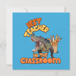 Funny Dinosaur Bester Lehrer im Klassenzimmer Feiertagskarte