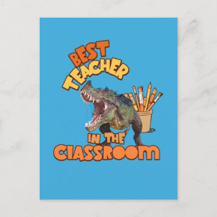 Funny Dinosaur Bester Lehrer im Klassenzimmer Feiertagspostkarte