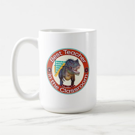 Funny Dinosaur Bester Lehrer im Klassenzimmer Kaffeetasse (Links)