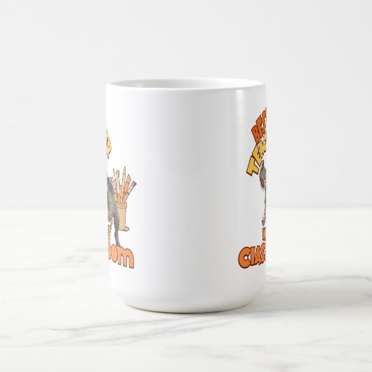 Funny Dinosaur Bester Lehrer im Klassenzimmer Kaffeetasse (Mittel)