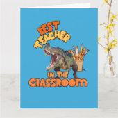 Funny Dinosaur Bester Lehrer im Klassenzimmer Karte (Gelbe Blume)
