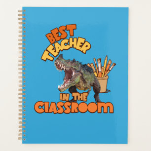 Funny Dinosaur Bester Lehrer im Klassenzimmer Planer