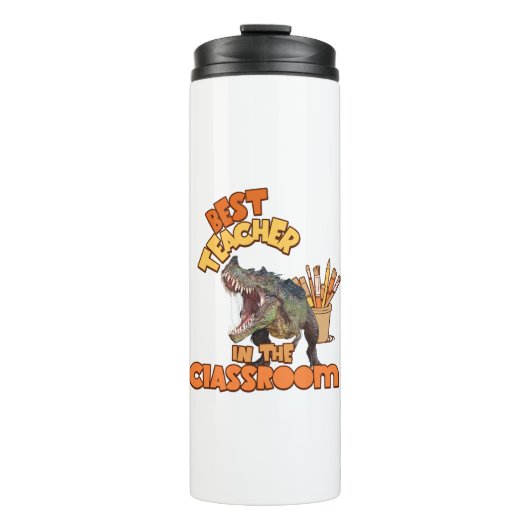 Funny Dinosaur Bester Lehrer im Klassenzimmer Thermosbecher (Vorderseite)