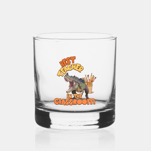 Funny Dinosaur Bester Lehrer im Klassenzimmer Whiskyglas (Vorderseite)