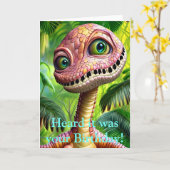 Funny Dinosaur Birthday Card bestellbar Karte (Gelbe Blume)