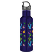 Funny Dinosaur, Blätter Edelstahlflasche (Rückseite)