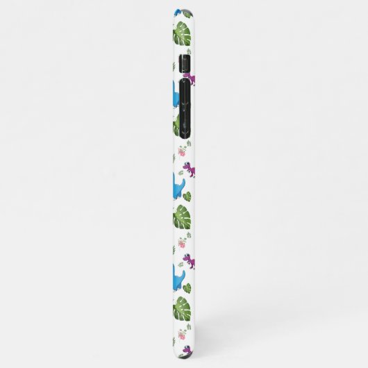 Funny Dinosaur, Blätter iPhone Hülle (Linke Seite)