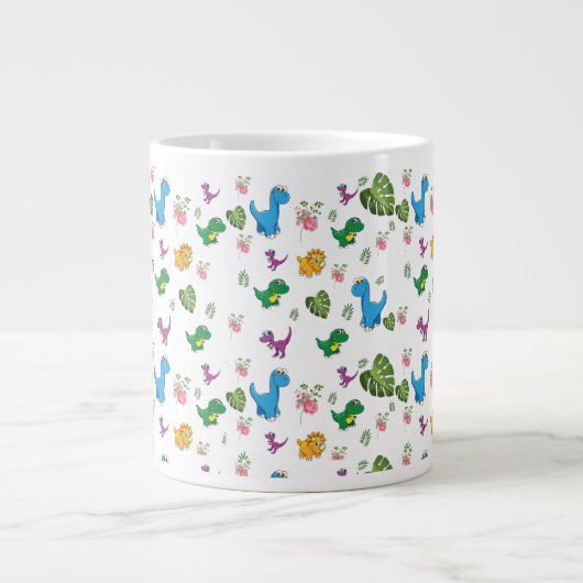 Funny Dinosaur Blätter Jumbo-Tasse (Vorderseite)