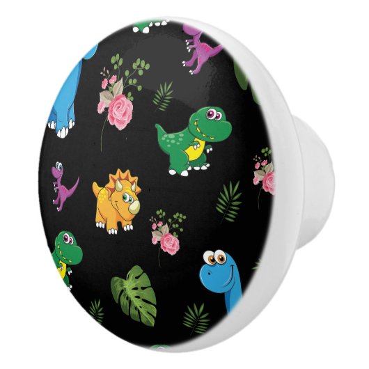 Funny Dinosaur, Blätter Keramikknauf (Rechts)