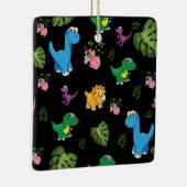 Funny Dinosaur, Blätter Keramikornament (Rechts)