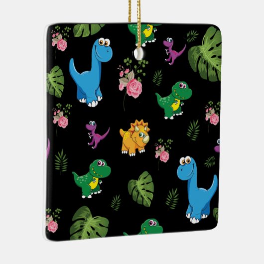 Funny Dinosaur, Blätter Keramikornament (Rechts)