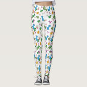 Funny Dinosaur Blätter Leggings (Vorderseite)