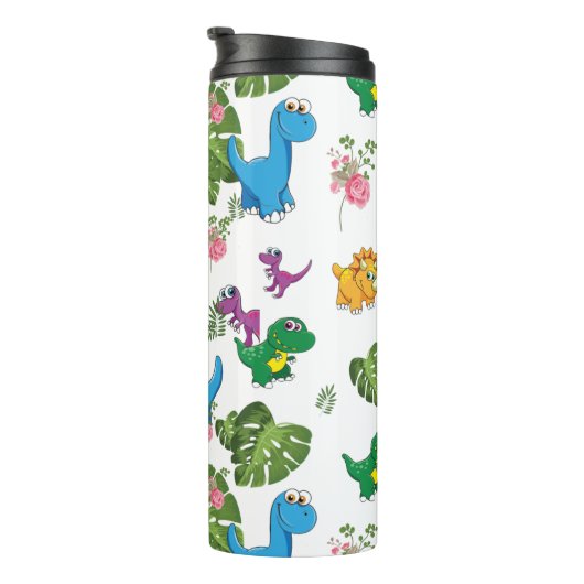 Funny Dinosaur, Blätter Thermosbecher (Nach rechts gedreht)