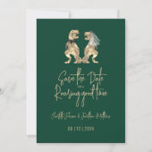 Funny Dinosaur Braut und Groom Wedding Save The Date (Vorderseite)