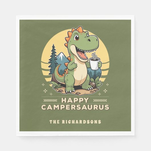 Funny Dinosaur Camper Outdoor Custom Camping Serviette (Vorderseite)
