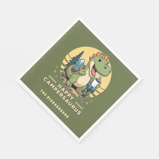 Funny Dinosaur Camper Outdoor Custom Camping Serviette (Ecke)