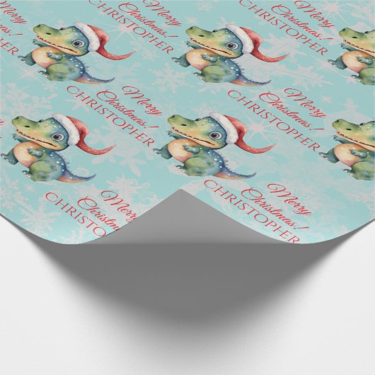 Funny Dinosaur Christmas Geschenkpapier (Ecke)