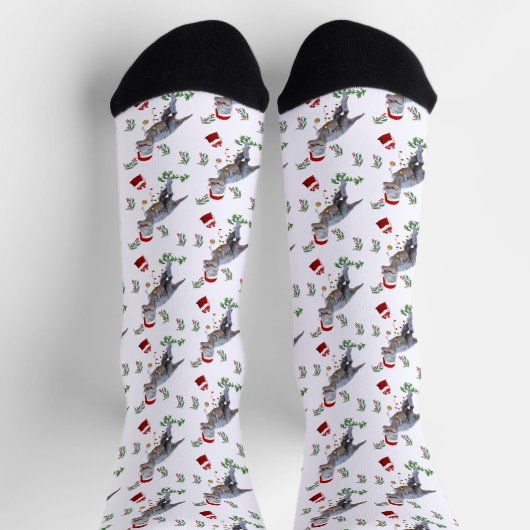 Funny Dinosaur Christmas Socken (Oben)
