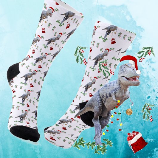 Funny Dinosaur Christmas Socken